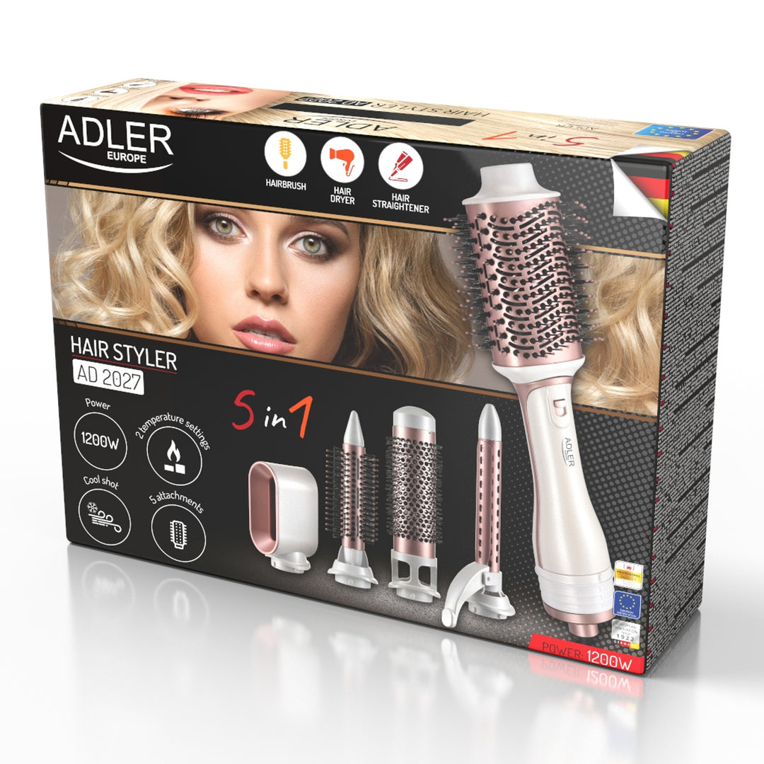 Adler 5 az 1-ben hajsütővas/hajszárító, 1200W, 5 tartozék, AD 2027