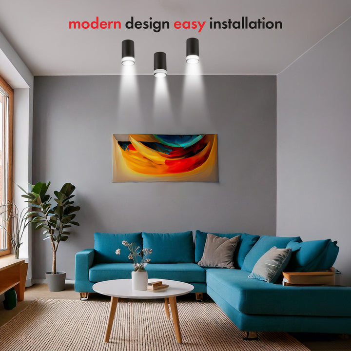 Maclean GU10 kerek alumínium felszíni lámpatest fekete 55x105mm