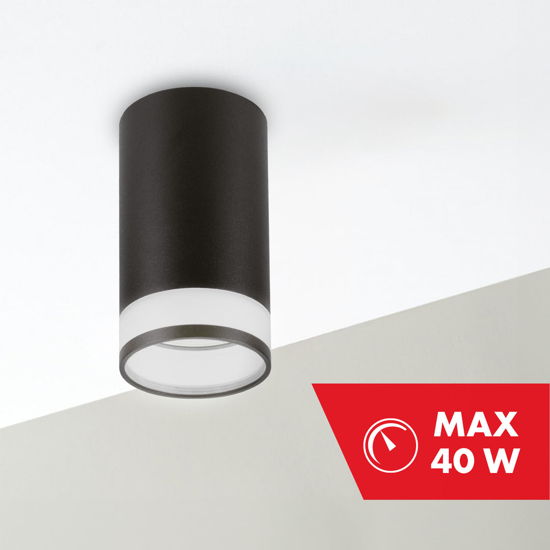 Maclean GU10 kerek alumínium felszíni lámpatest fekete 55x105mm