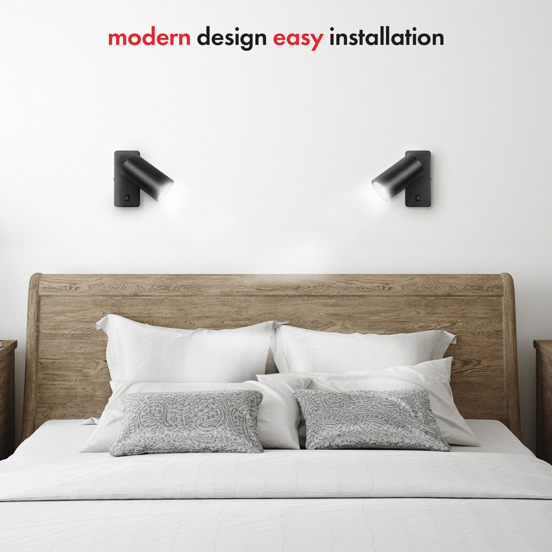 Maclean GU10 fali lámpa MCE369 B fekete 55x90mm-es kapcsolóval