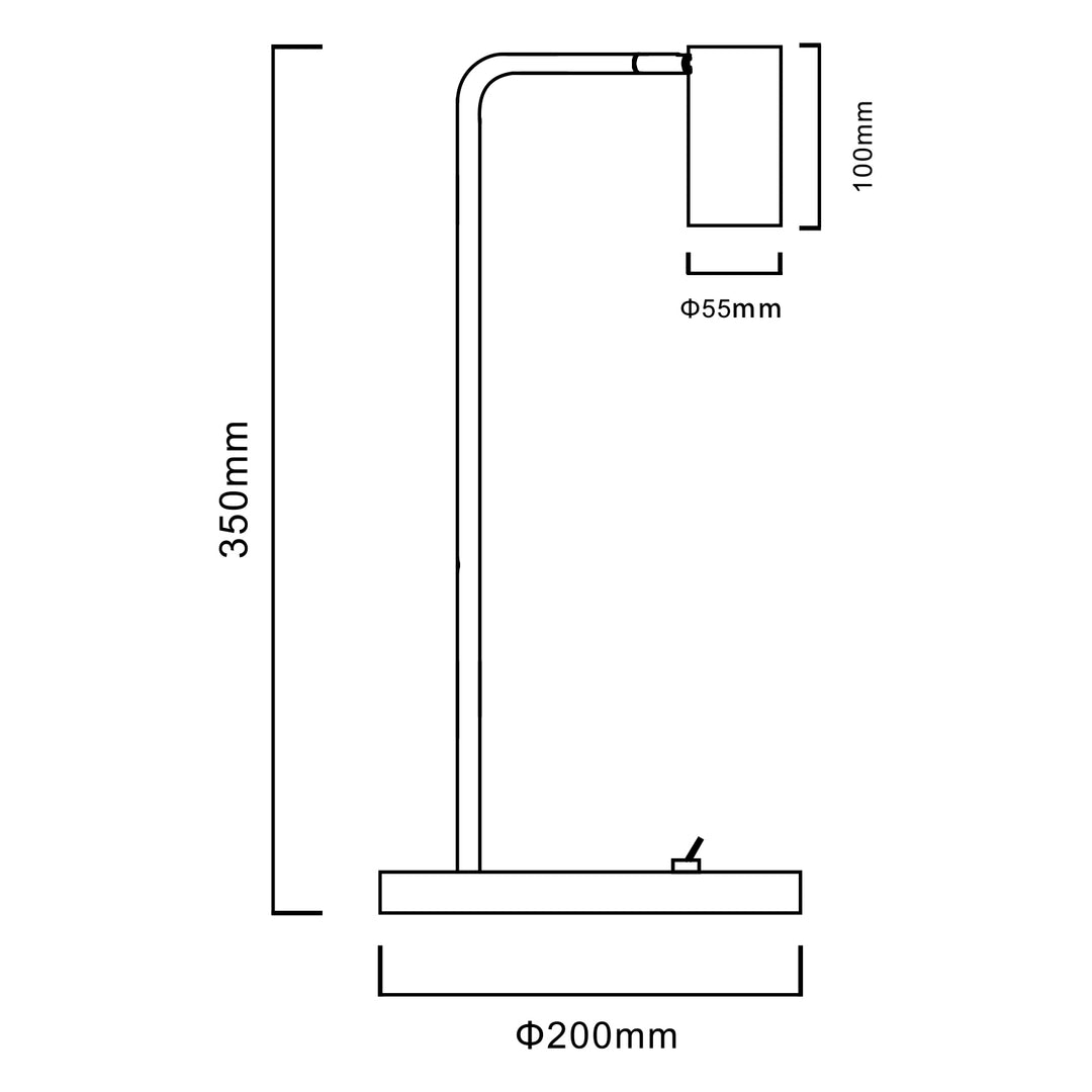GU10 asztali lámpa be-/kikapcsolóval fekete 55x90mm