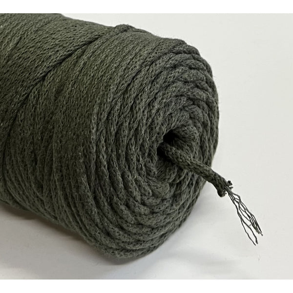 ColiNea, pamut zsinór pamut maggal, fonott, 5mm, 200m, khaki színű