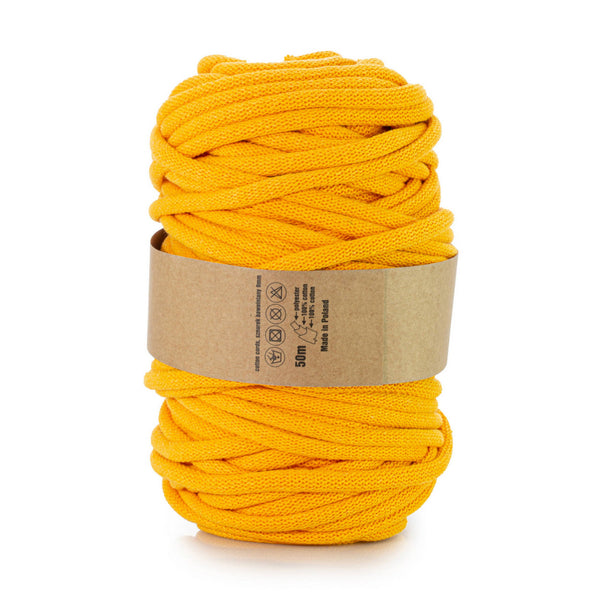 WAS, pamut zsinór poliészter maggal, fonott, 9mm, 50m, sötétsárga