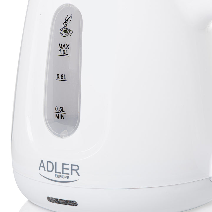 Adler elektromos vízforraló, űrtartalom 1L, teljesítmény 850W, fehér, AD 1373