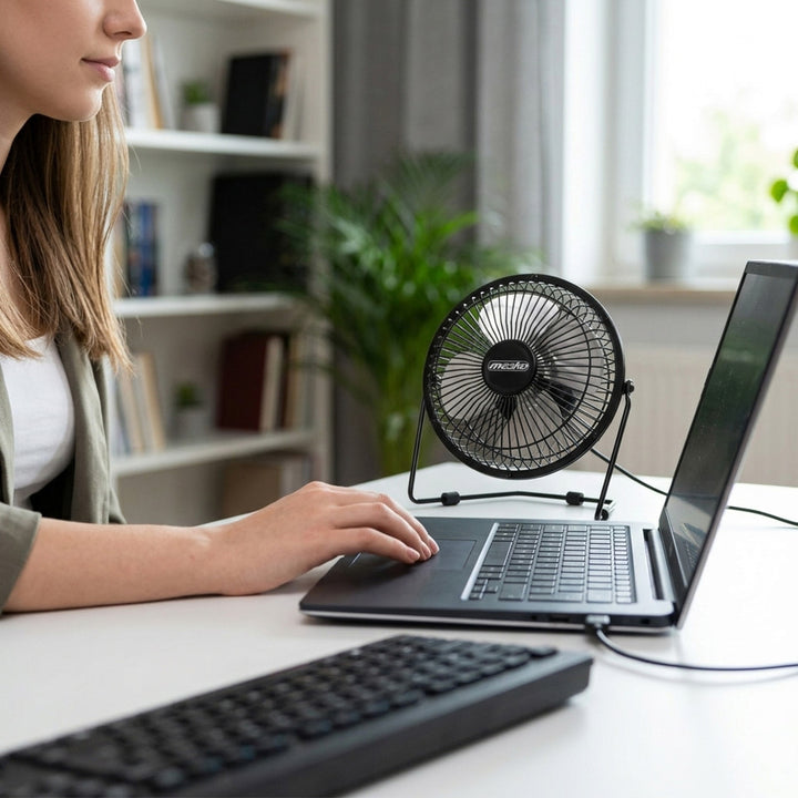 Mesko asztali ventilátor, 15 cm átmérőjű, USB-ről táplált, függőleges oszcillációval, MS 7322