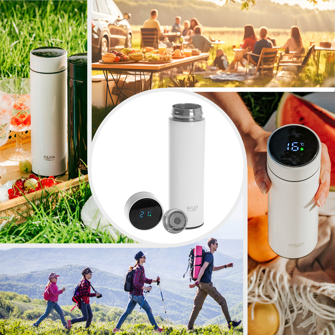 Adler termosz, LED érintőképernyő, 473 ml űrtartalom, fehér, AD 4506