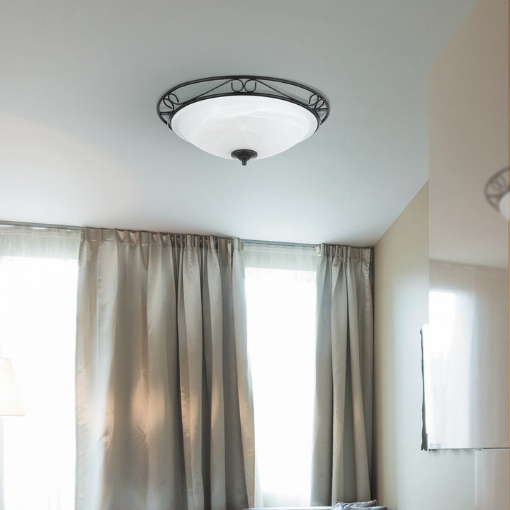 Plafond Athen E27 3x60W matt fekete fém üveg 47cm
