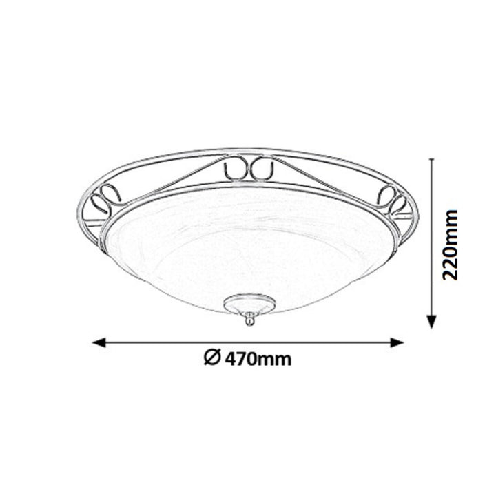 Plafond Athen E27 3x60W matt fekete fém üveg 47cm