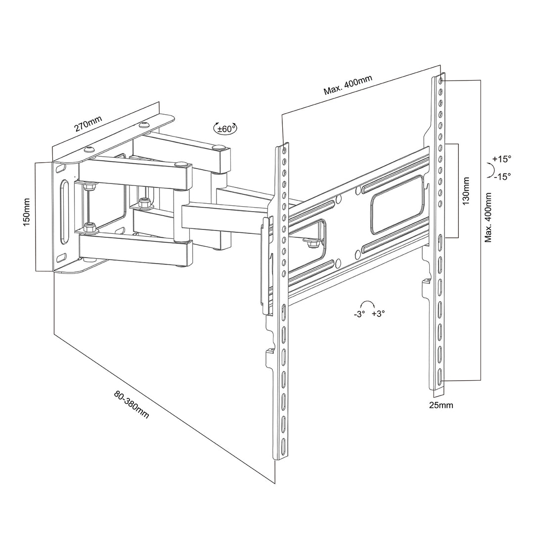 Maclean MC-788 32-75" VESA 400x400 TV-konzol Fekete