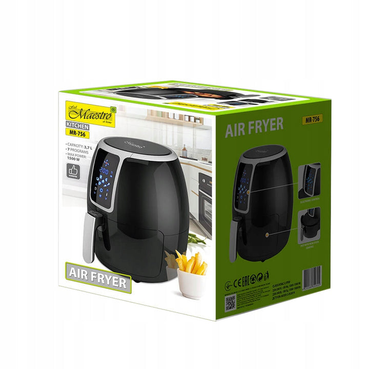 Maestro zsírmentes fritőz, 1500W, 3.7L, fekete, MR-756