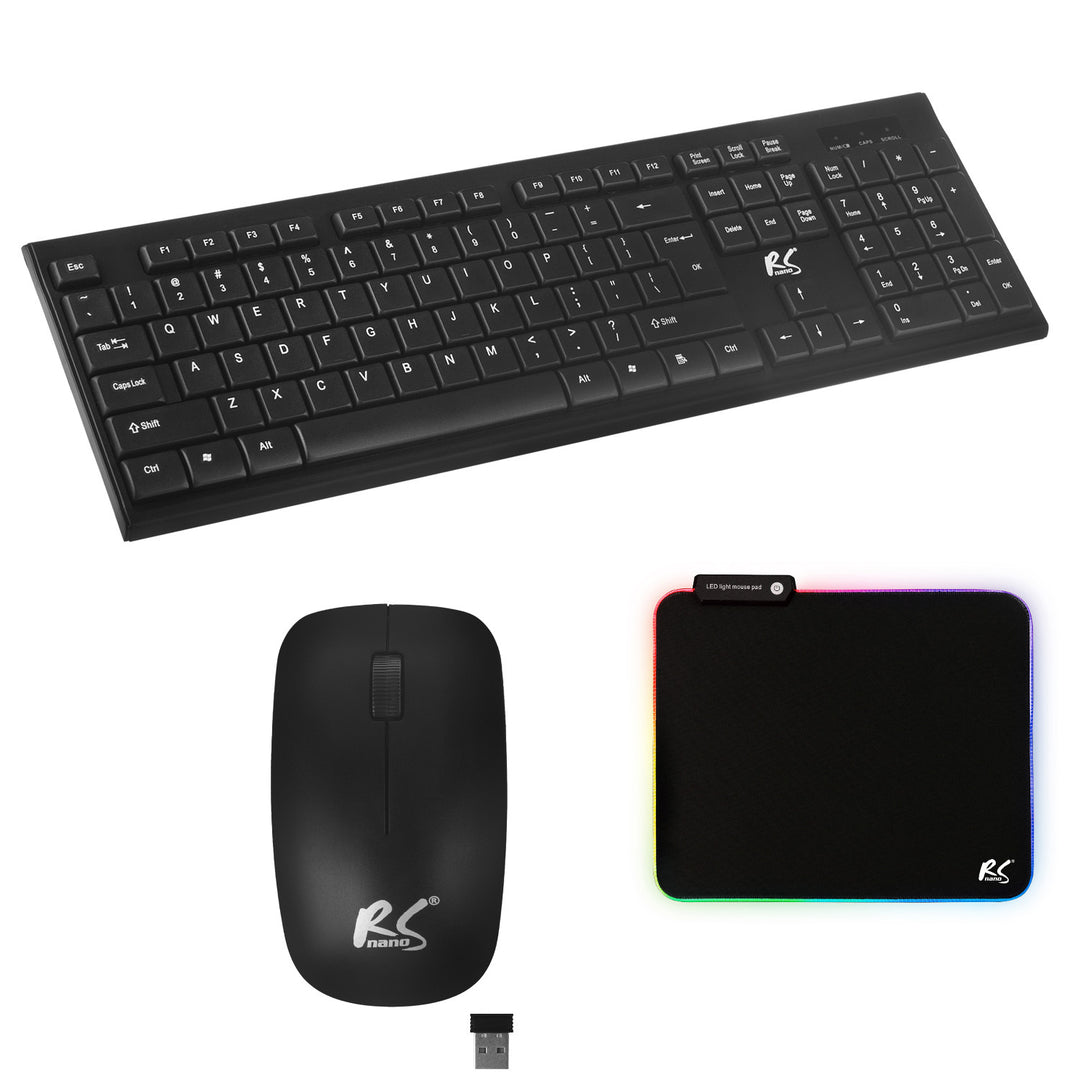 Vezeték nélküli billentyűzet + egér COMBO NanoRS, RS580 + egérpad