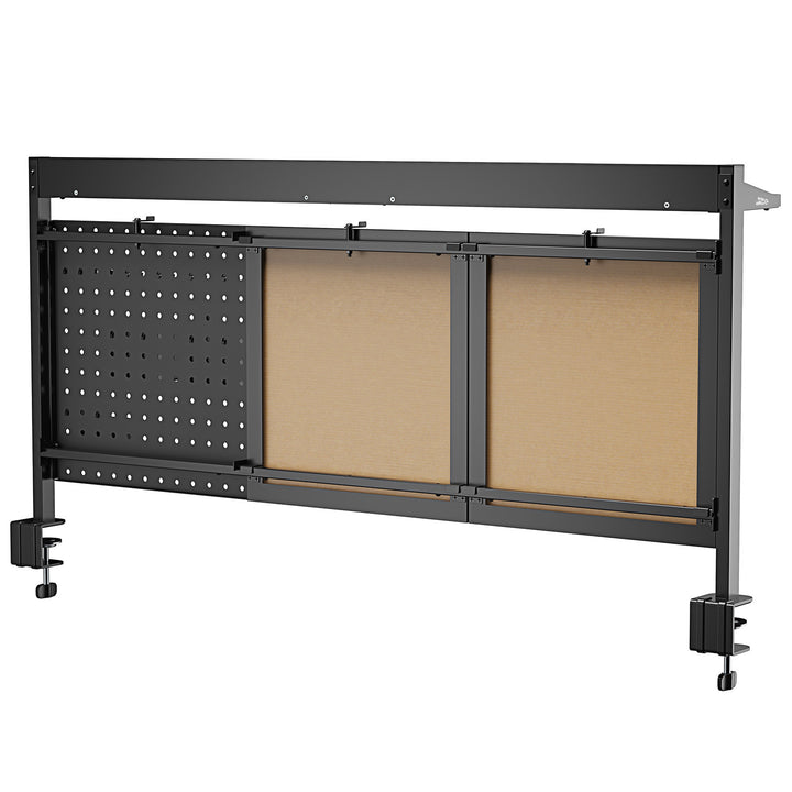 Ergo Office asztali térelválasztó / szervező, max. terhelés 10kg, fehér és parafa tábla, szélesség 1250mm, fekete,ER-300 B
