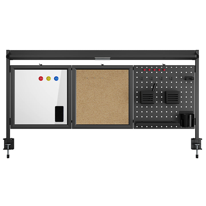 Ergo Office asztali térelválasztó / szervező, max. terhelés 10kg, fehér és parafa tábla, szélesség 1250mm, fekete,ER-300 B