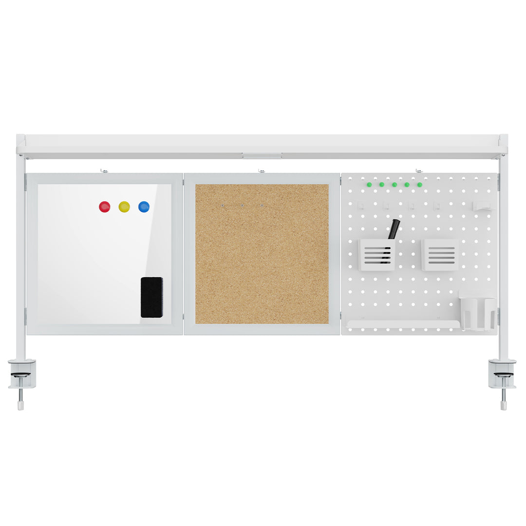 Ergo Office asztali térelválasztó / szervező, max. terhelés 10kg, fehér és parafa tábla, szélesség 1250mm, fehér, ER-300 W