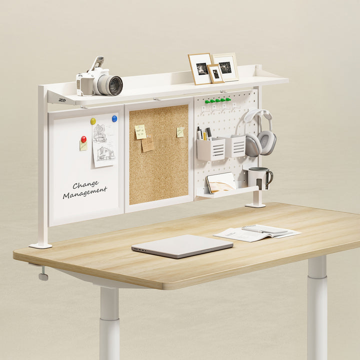 Ergo Office asztali térelválasztó / szervező, max. terhelés 10kg, fehér és parafa tábla, szélesség 1250mm, fehér, ER-300 W