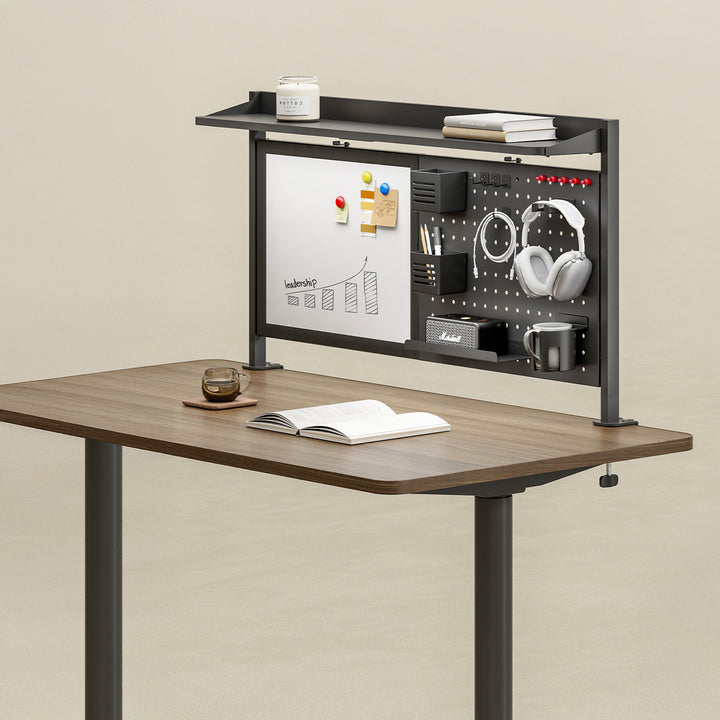 Ergo Office asztali térelválasztó / szervező, max. terhelés 10kg, fehér tábla, szélesség 1116mm, fekete, ER-301 B