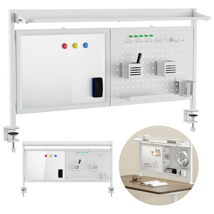 Ergo Office asztali térelválasztó / szervező, max. terhelés 10kg, fehér tábla, szélesség 1116mm, fehér, ER-301 W