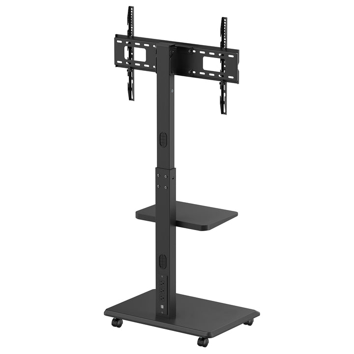 TV állvány / kocsi Ergo-Office, max. terhelés 50kg / 5kg polc, max. VESA 600x400, beépített konnektor, fekete, ER-304 B