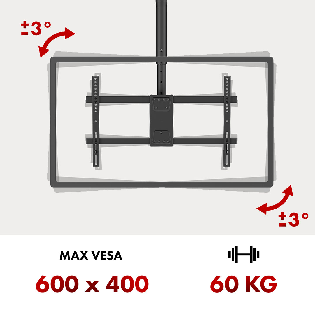 Mennyezeti tartó Maclean TV-hez, max. terhelés 60 kg, 43-86", max. VESA 600x400, MC-112 B