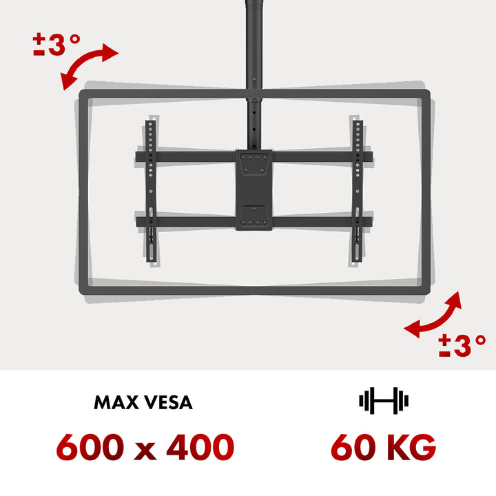 Mennyezeti tartó Maclean TV-hez, max. terhelés 60 kg, 43-86", max. VESA 600x400, MC-112 B
