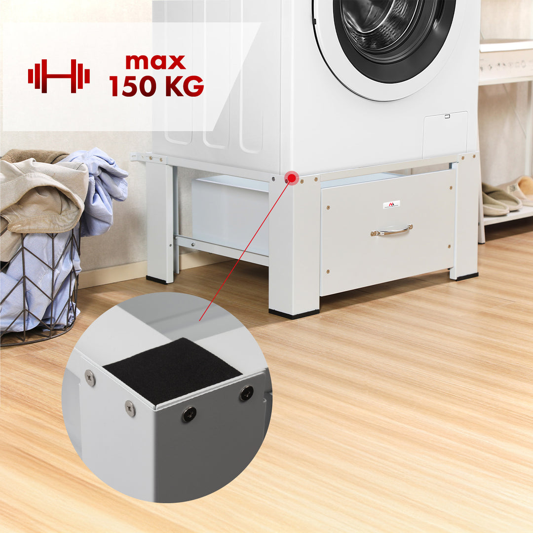 Mosógép/szárítógép talapzat fiókkal Maclean, max. terhelhetőség 150kg, fehér, MC-117 W