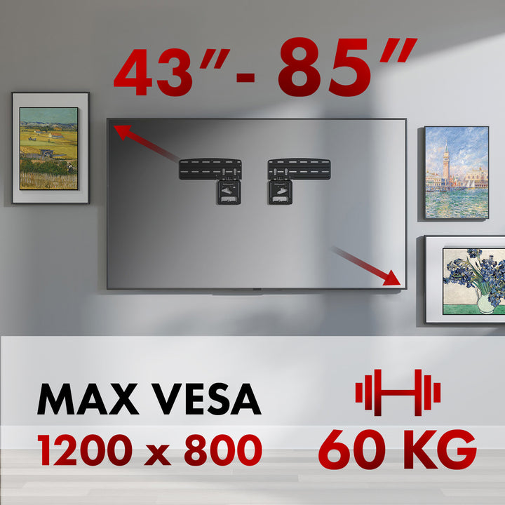 Maclean TV tartó, kompatibilis a Samsung QLED TV-kkel, 43"-85", max. 60kg, MC-806 N