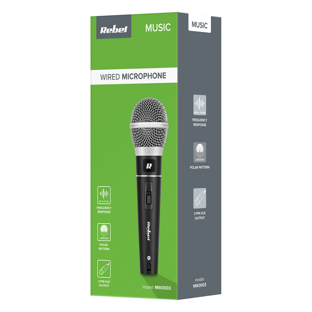 Dinamikus mikrofon Rebel DM-604 + tok, kábel XLR - Jack 6,3 mm