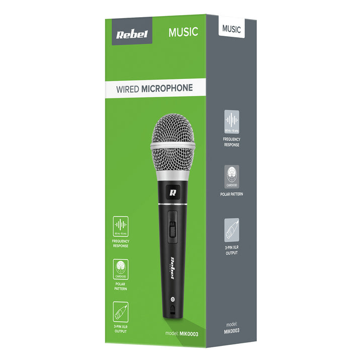 Dinamikus mikrofon Rebel DM-604 + tok, kábel XLR - Jack 6,3 mm