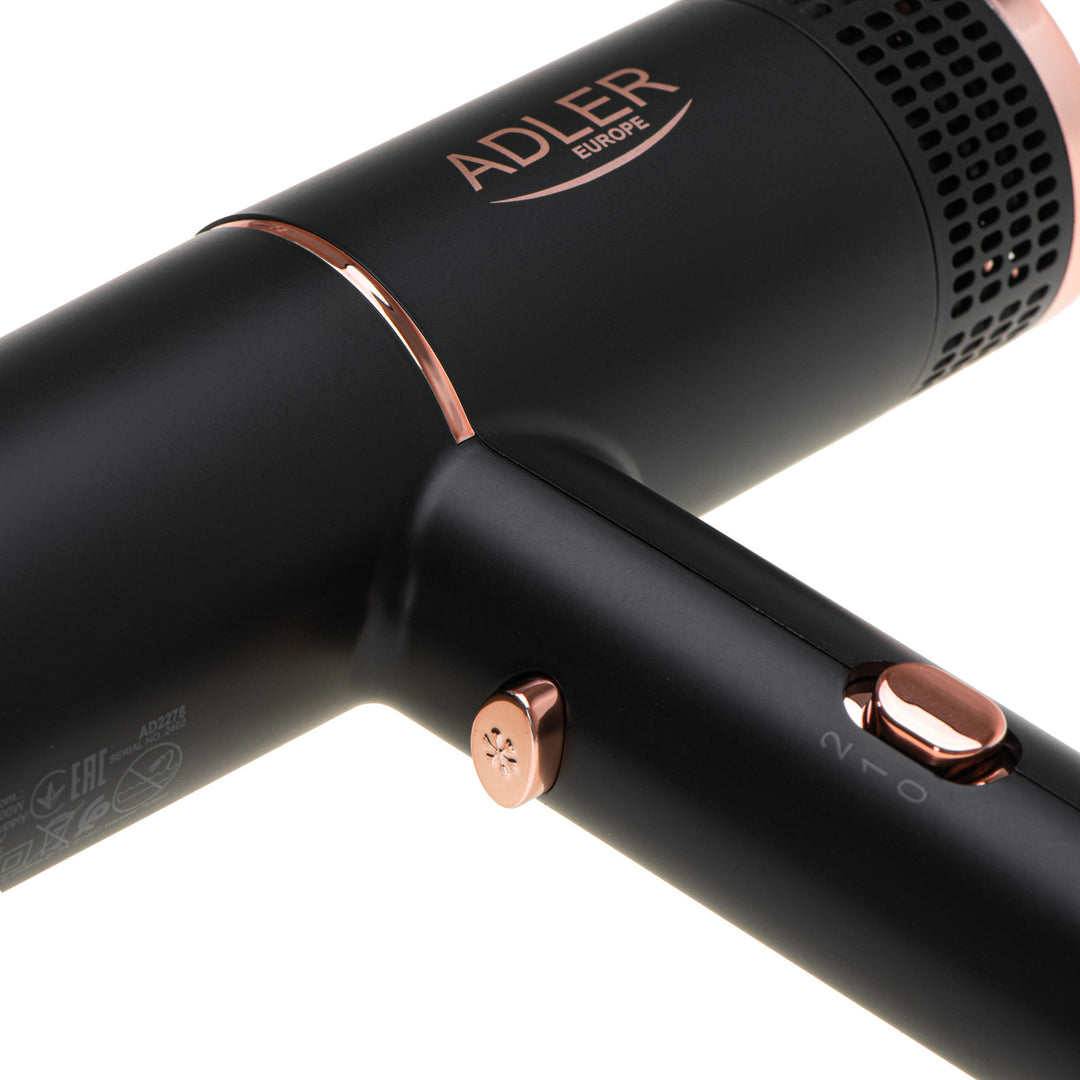 Adler hajszárító, ionizáló, 2 fúvási fokozat, fekete, AD 2278