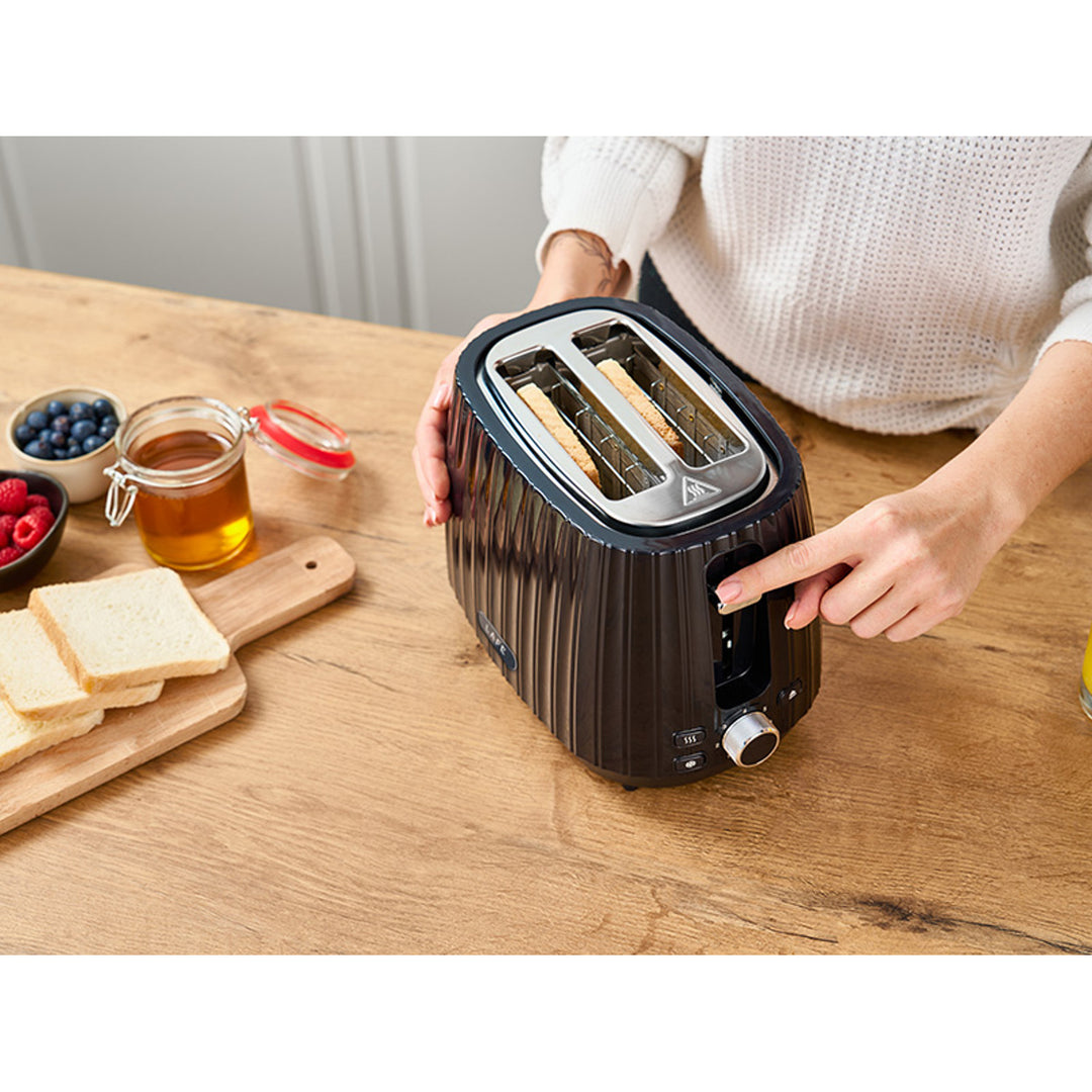 Lafe kenyérpirító, 7 fokozatú pirításvezérlés, 1080W max, fekete, Modern