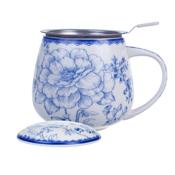 Elegáns, művészi ihletésű porcelán bögre főzővel