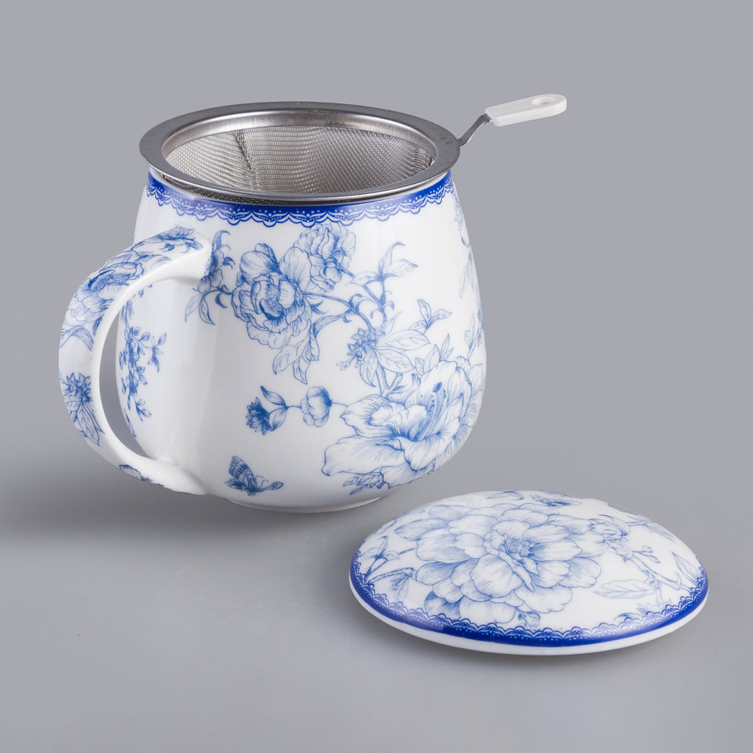 Elegáns, művészi ihletésű porcelán bögre főzővel