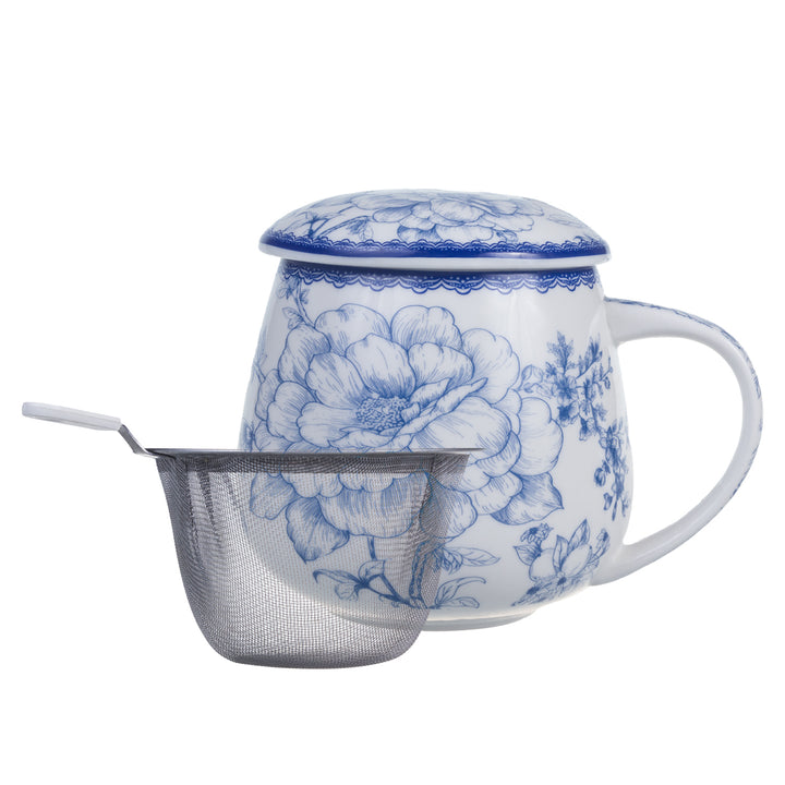 Elegáns, művészi ihletésű porcelán bögre főzővel