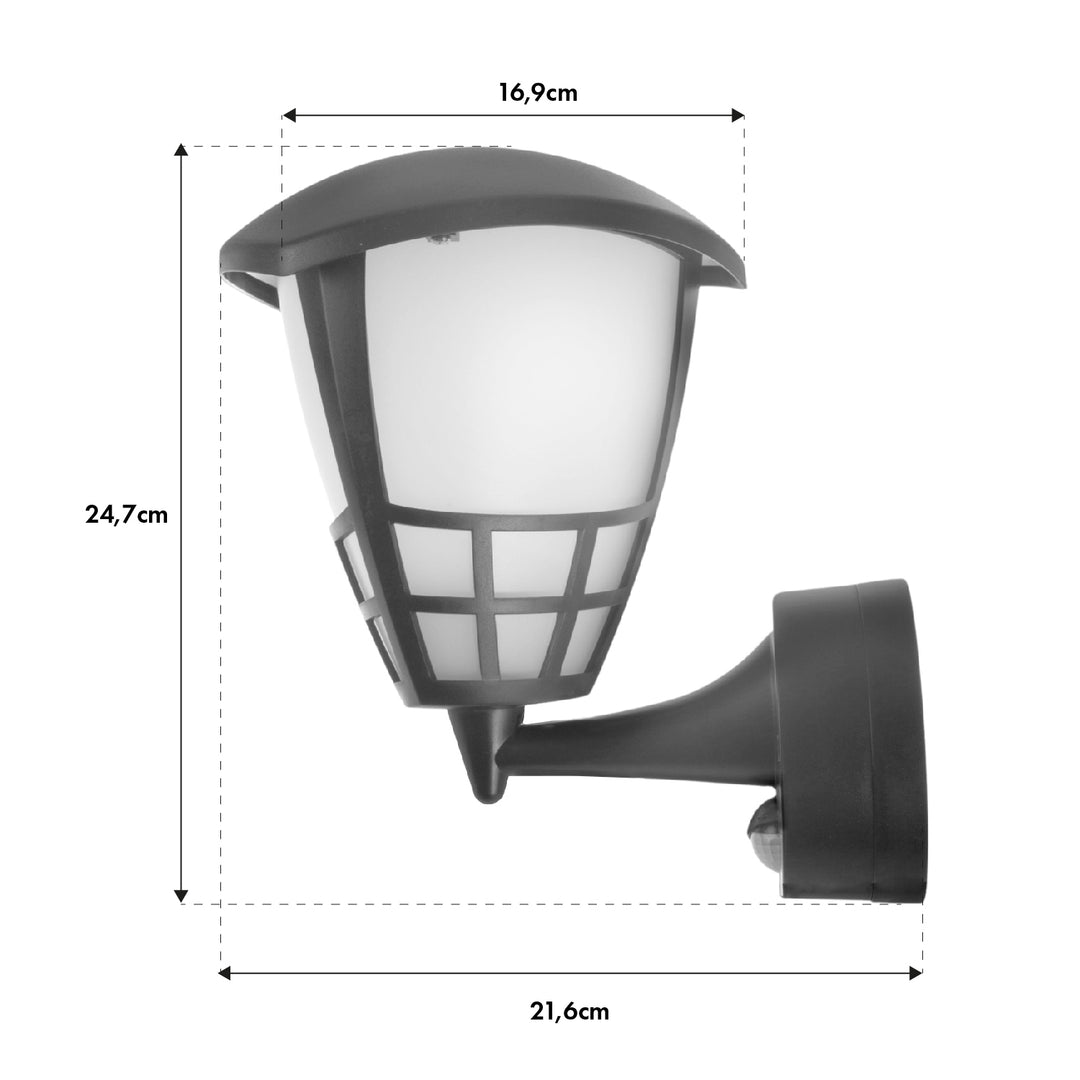 Fali lámpa 1xE27 érzékelővel Maclean, infravörös érzékelő, max. terhelés 60W, IP65, szürke színű, MCE518 GR + LED izzó E27, 6W 230V Maclean Energy MCE267 WW meleg fehér 3000Klm 720lm retro edison dekoratív