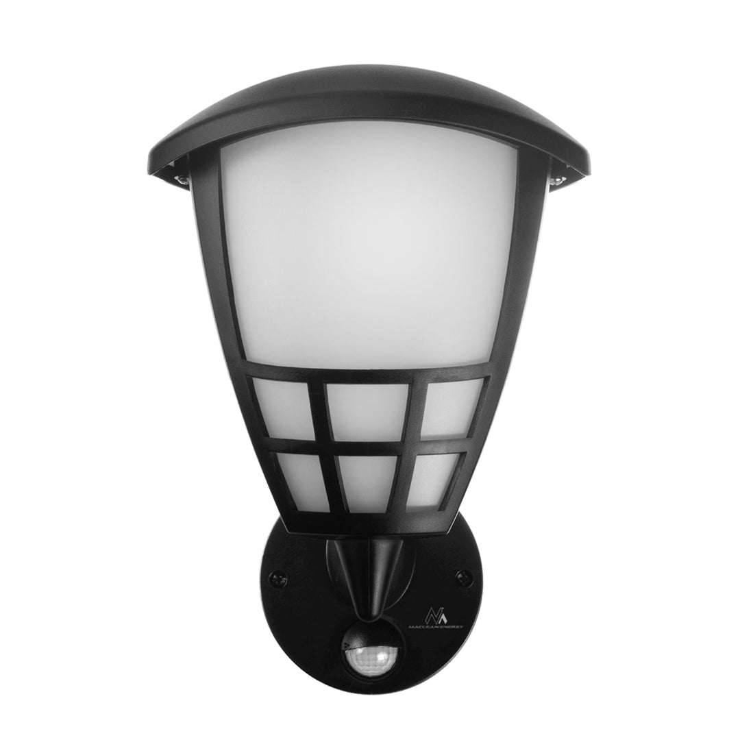 Fali lámpa 1xE27 érzékelővel Maclean, infravörös érzékelő, max. terhelés 60W, IP65, fekete, MCE518 B + LED izzó E27, 11W 230V Maclean Energy MCE280 WW meleg fehér 3000K 1500lm retro edison dekoratív A60
