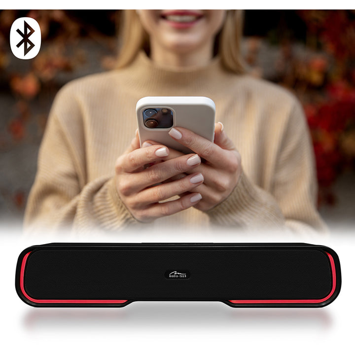 Hordozható Bluetooth hangsugárzó, többszínű RGB háttérvilágítás, RMS 10W, PMPO 450W, FM rádió, MP3. AUX, beépített újratölthető akkumulátor, Media-Tech PHANTOM BT