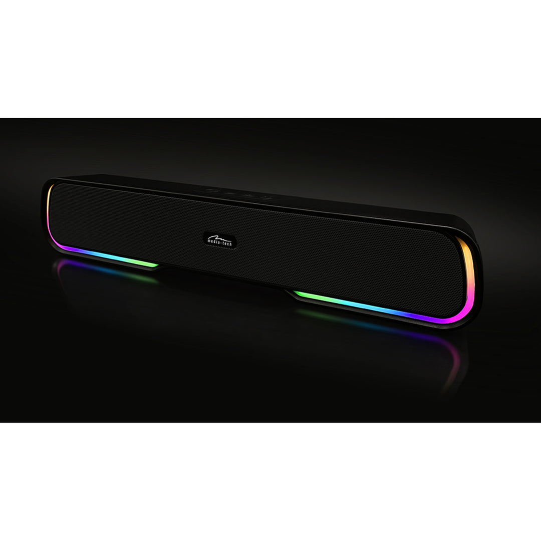 Hordozható Bluetooth hangsugárzó, többszínű RGB háttérvilágítás, RMS 10W, PMPO 450W, FM rádió, MP3. AUX, beépített újratölthető akkumulátor, Media-Tech PHANTOM BT