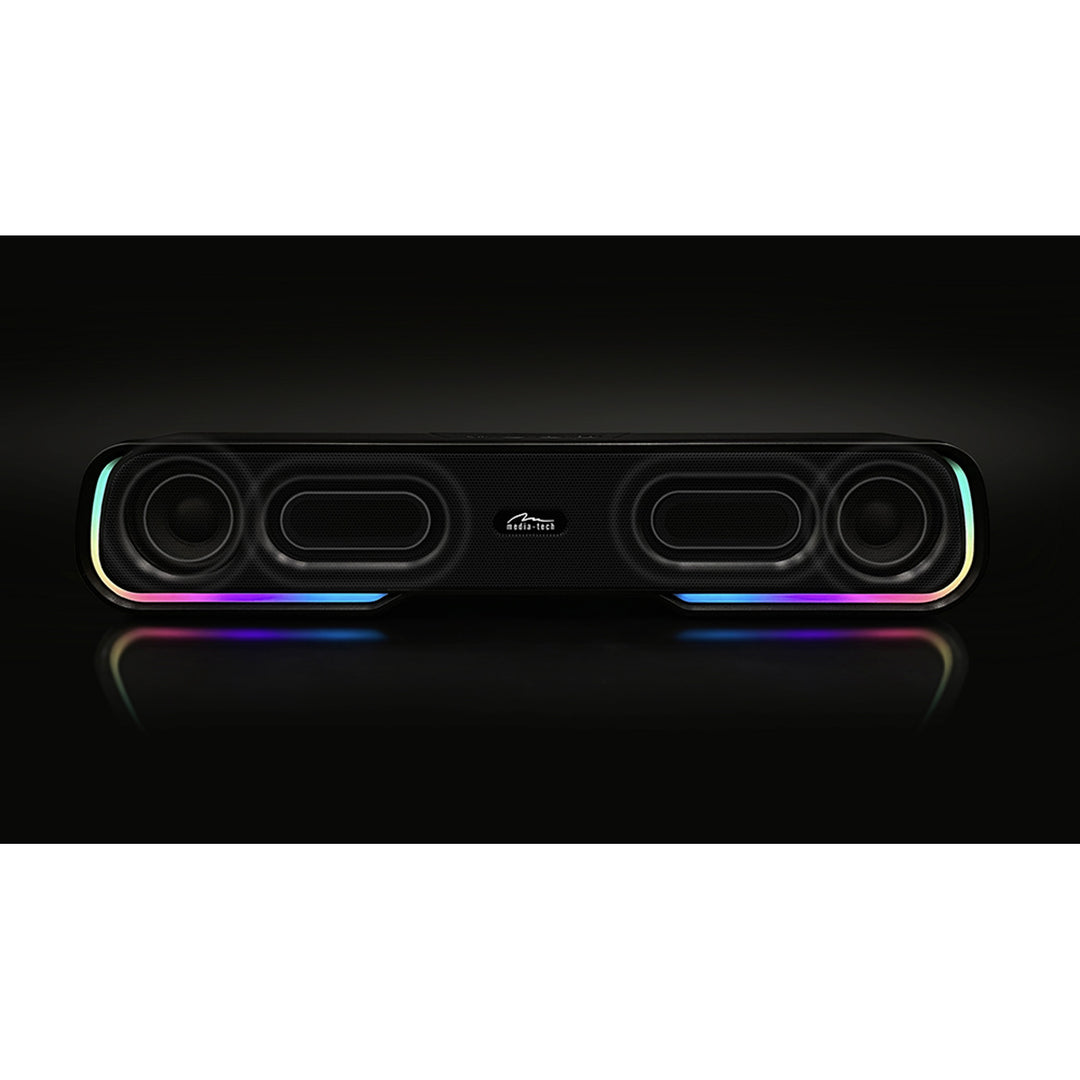 Hordozható Bluetooth hangsugárzó, többszínű RGB háttérvilágítás, RMS 10W, PMPO 450W, FM rádió, MP3. AUX, beépített újratölthető akkumulátor, Media-Tech PHANTOM BT