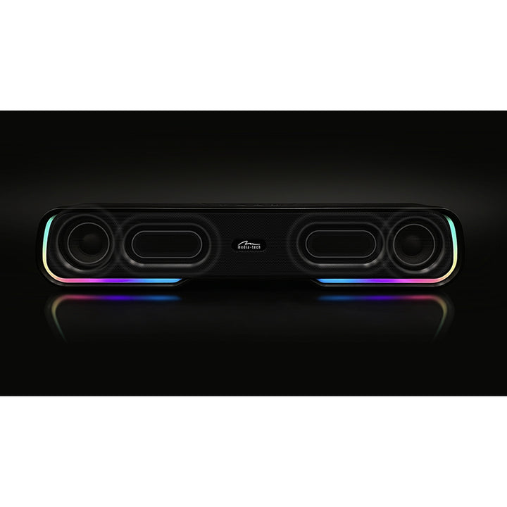 Hordozható Bluetooth hangsugárzó, többszínű RGB háttérvilágítás, RMS 10W, PMPO 450W, FM rádió, MP3. AUX, beépített újratölthető akkumulátor, Media-Tech PHANTOM BT