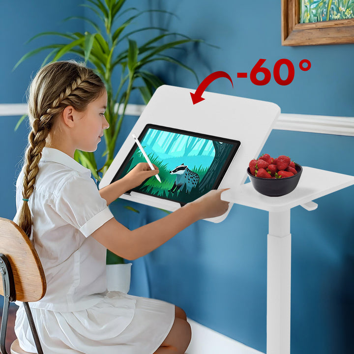 Maclean mobil íróasztal/laptop állvány, fehér, állítható magasság 76-109cm, max. 30kg , MC-120 W
