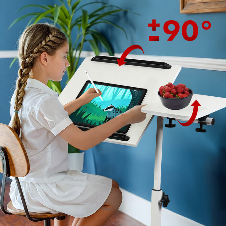 Mobil íróasztal/laptop állvány Maclean, fehér, állítható magasság 59-89cm, max. 30kg , MC-121 W