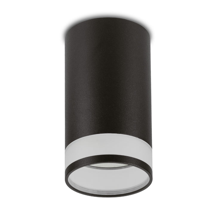 Maclean felszíni lámpatest/cső, spot, kerek, alumínium, GU10, 55x130mm, fekete, MCE361 B + LED izzó GU10 7W Maclean Energy MCE437 WW meleg fehér 3000K, 220-240V~, 50/60Hz, 490 lm