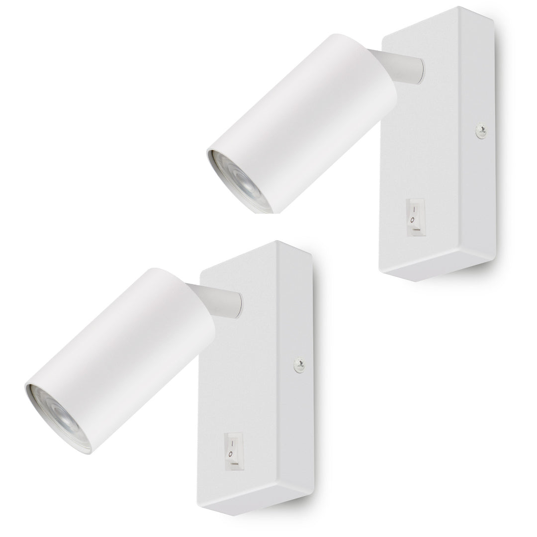 Fali lámpa/fali lámpa Maclean, spot, kerek, GU10, 55x90mm-es kapcsolóval, fehér, MCE369 W 2db+ LED izzó GU10 7W Maclean Energy MCE437 NW semleges fehér 4000K, 220-240V~, 50/60Hz 2db