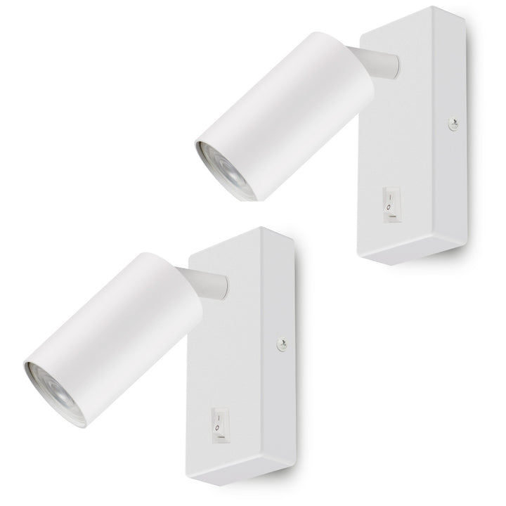 Fali lámpa/fali lámpa Maclean, spot, kerek, GU10, 55x90mm-es kapcsolóval, fehér, MCE369 W 2db+ LED izzó GU10 7W Maclean Energy MCE437 NW semleges fehér 4000K, 220-240V~, 50/60Hz 2db