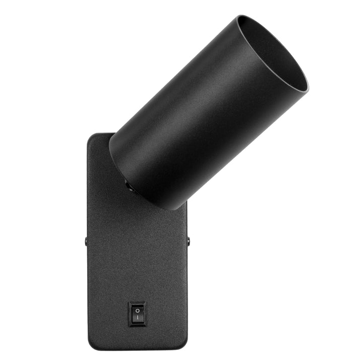Maclean fali lámpa / fali lámpa, spot, kerek, GU10, 55x90mm-es kapcsolóval, fekete színű, MCE369 B+ LED izzó GU10 7W Maclean Energy MCE437 WW meleg fehér 3000K, 220-240V~, 50/60Hz, 490 lumenes