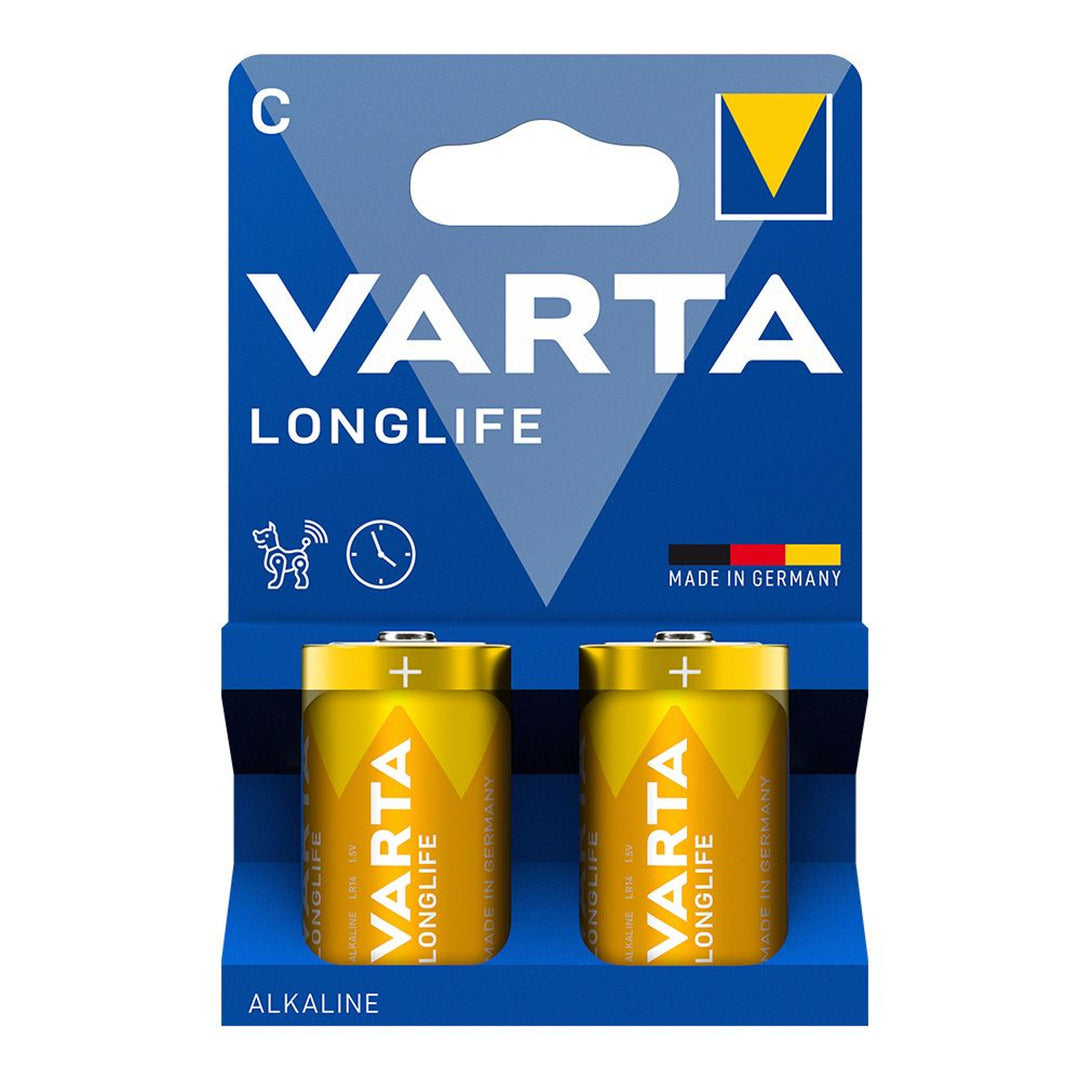 2 db 1,5 V-os LR14 C Varta Longlife alkáli elem, buborékcsomagolásban