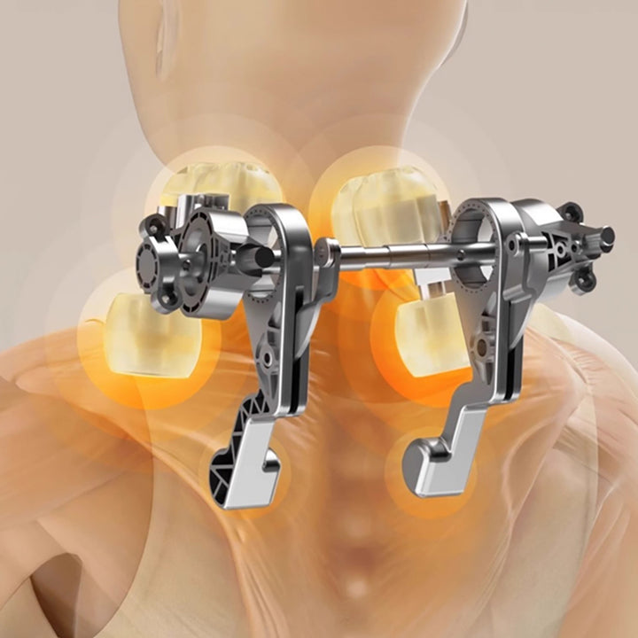 Váll- és nyakmasszírozó. Shiatsu, 5D kézimitáció, 6 masszázsfej, 3 üzemmód, 3 sebesség, vezeték nélküli, USB-C töltőport Nyak- és vállmasszírozó masszírozó.