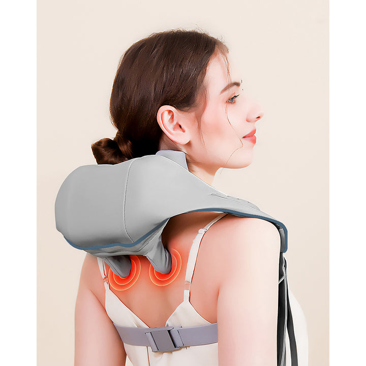 Váll- és nyakmasszírozó. Shiatsu, 5D kézimitáció, 6 masszázsfej, 3 üzemmód, 3 sebesség, vezeték nélküli, USB-C töltőport Nyak- és vállmasszírozó masszírozó.