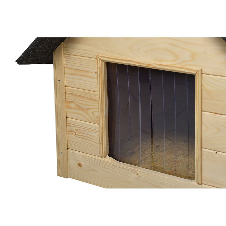 Kutya és macska fészer Woodok, szigetelt, fa, nagy XL, önszerelés és festés, impregnált tölgyfa fehérítve