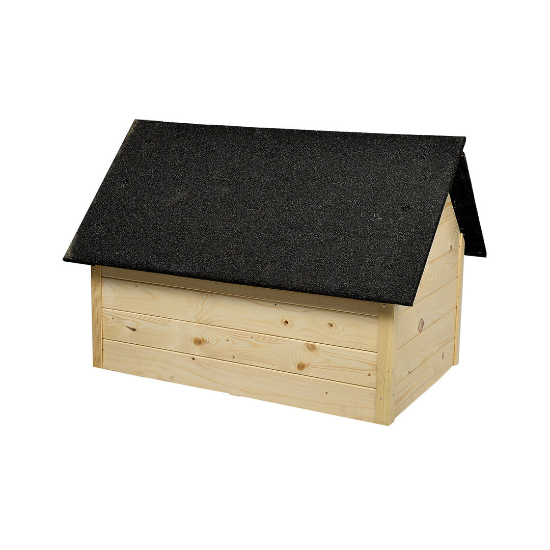 Kutya és macska fészer Woodok, szigetelt, fa, nagy XL, önszerelés és festés, impregnált tölgyfa fehérítve